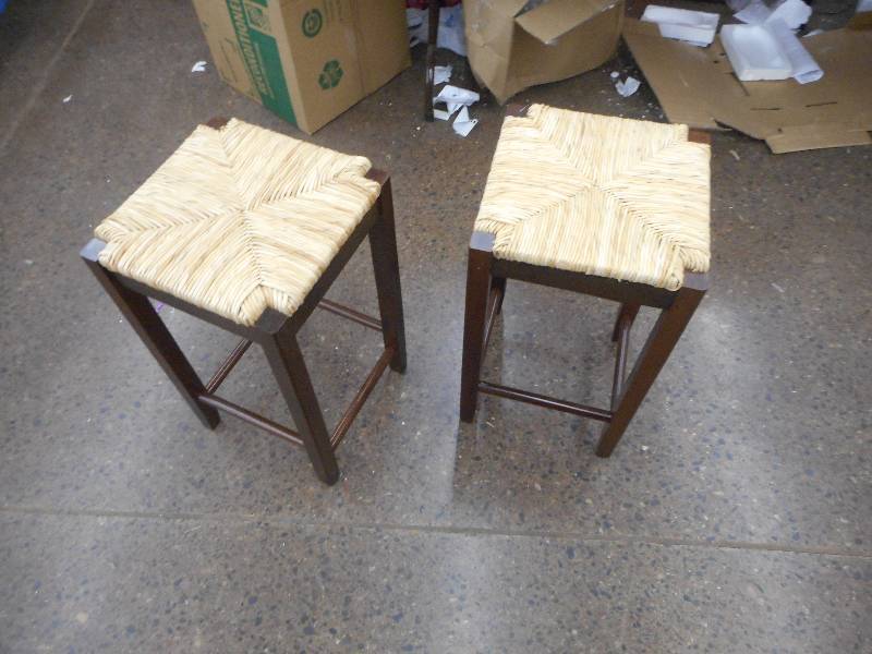 lot 36 image: (2) 24 Winsome Rush Seat Stool
