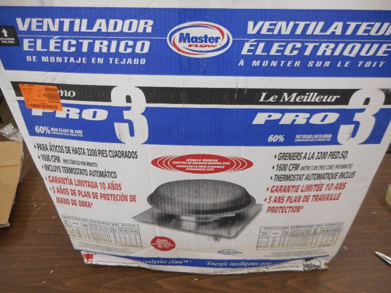 lot 132 image: 1600 CFM Power Roof Mount Vent in Shingle Match Weatherwood