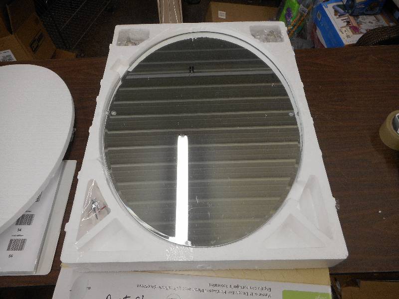 lot 47 image: Sage 26 in. L x 23 in. W Pivoting Wall Mirror in Spot Resist Brushed Nickel