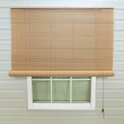 3 Tan Woodgrain Interior Exterior Roll Up Patio Sun Shade 72 In