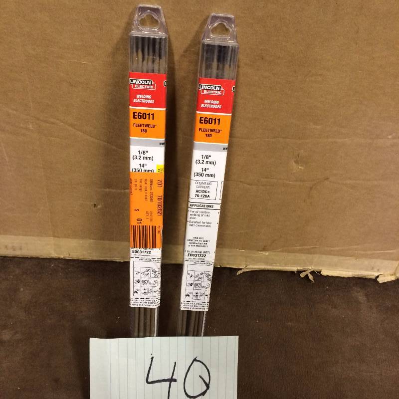 lot 40 image: Lot of 2 - Lincoln Electric Welding Electrodes E6011 New