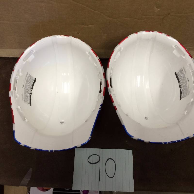 lot 90 image: Lot of 2 Safety hats missing inside inserts