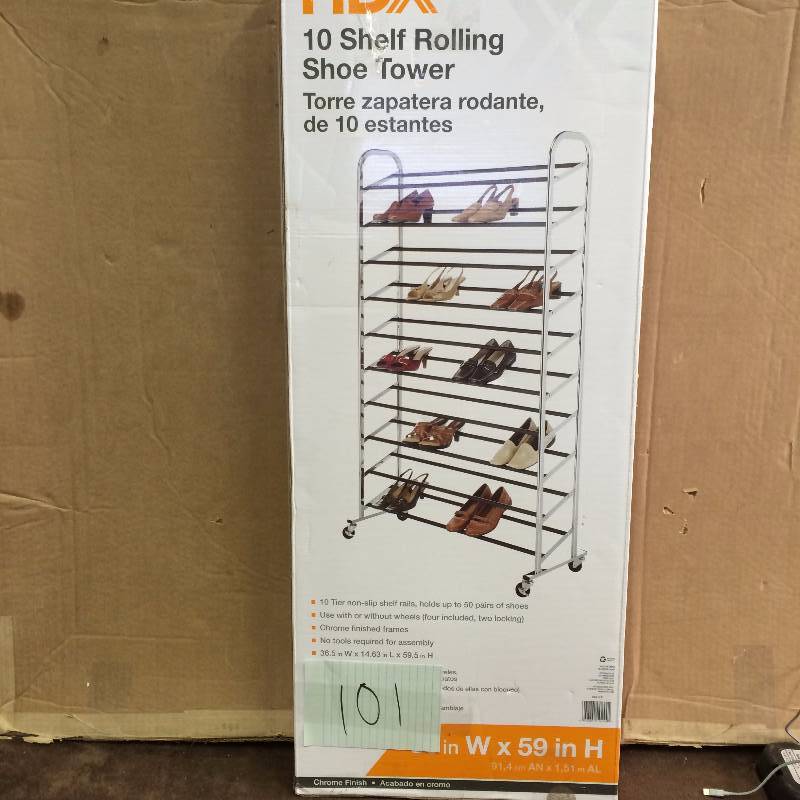 lot 101 image: HDX 10 ShelfRolling Shoe Tower