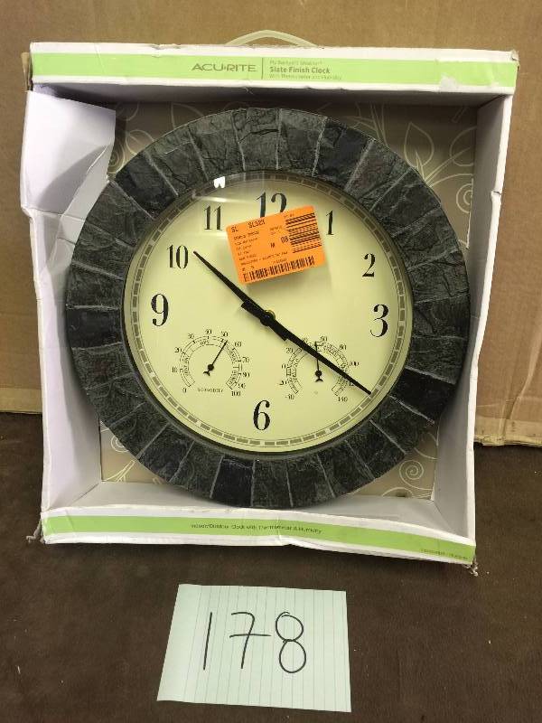 lot 178 image: Acu Rite Slate finish Clock New