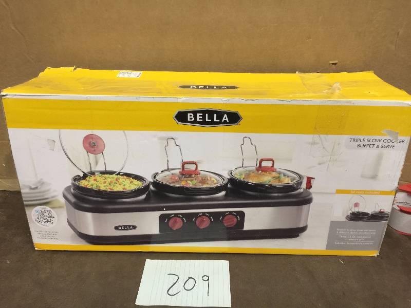 lot 209 image: Bella Triple Slow Cooker