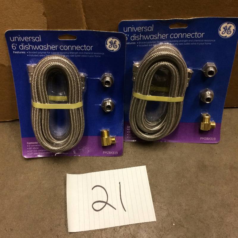 lot 21 image: Lot of 2 Universal 6 Dishwasher Connector New