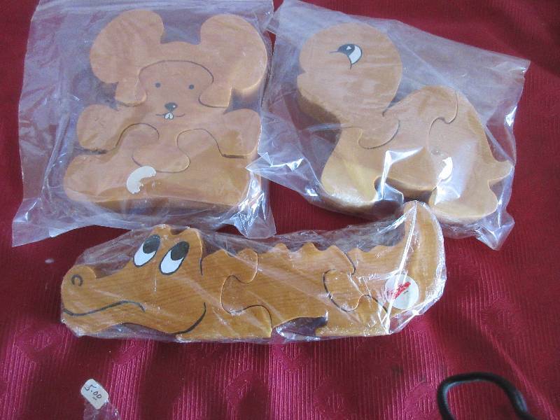3 HAND CARVED WOODEN PUZZLES