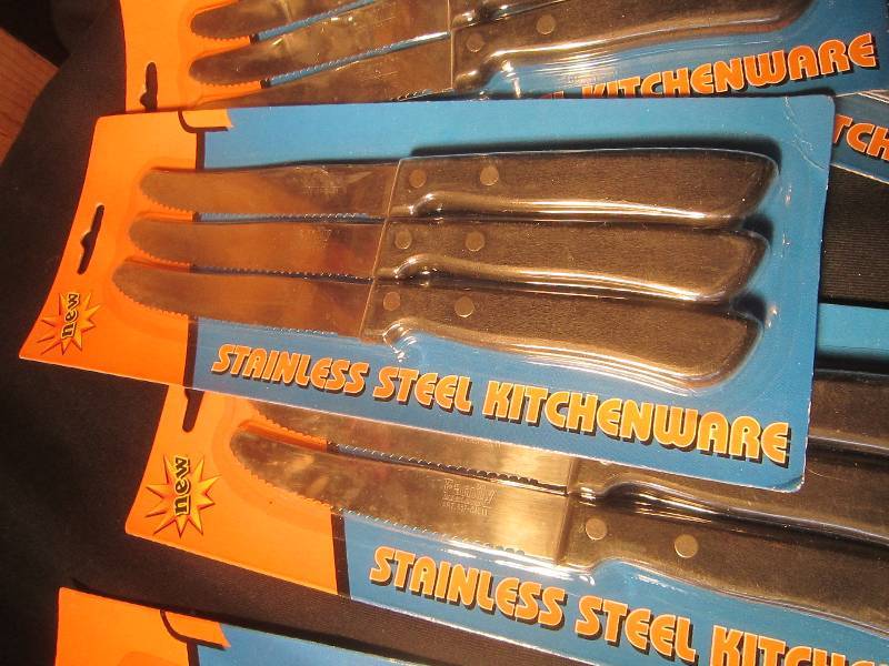 NEW LOT - 10 Sets of Stainless Steel Kitchen Knives - TOTAL 30 KNIVES