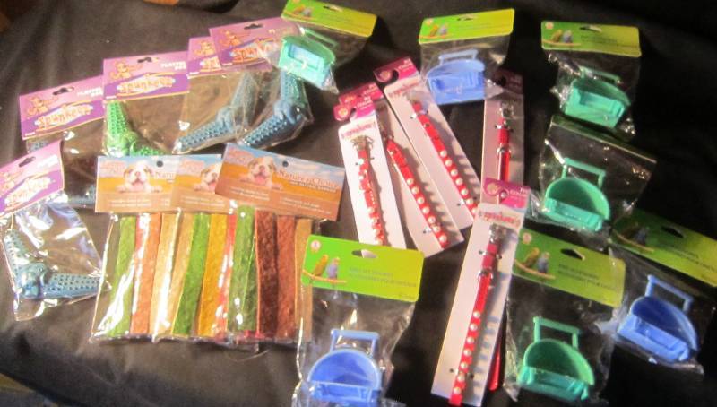 NEW LOT - Pet Toys, Collars, Bird Feeder, Dog Chews, ETC