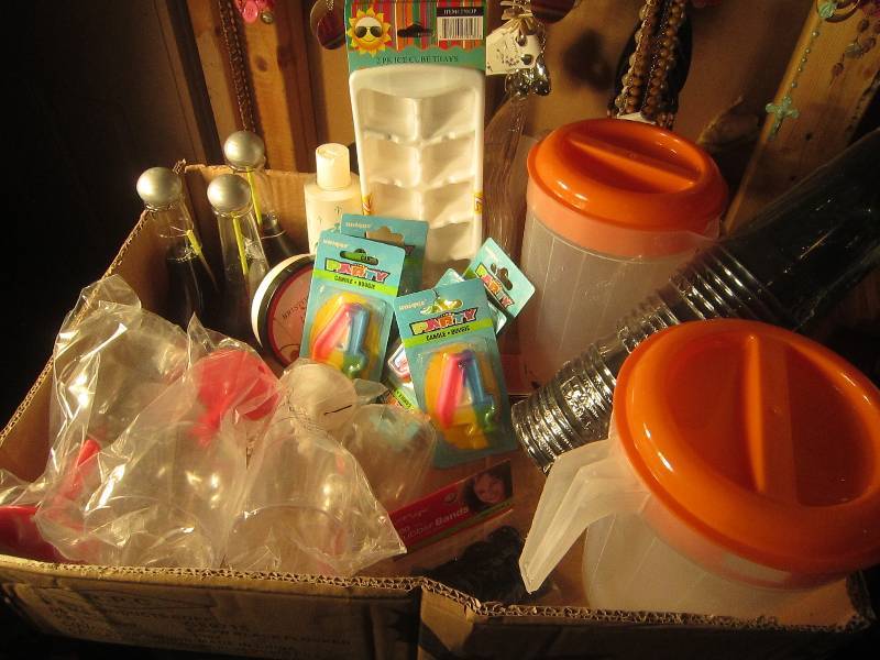 NEW LOT - 2 Pitchers, Plastic Glasses, Icecube Trays, Cups, A-VitAgen, Bubble Bath, Bobdy Butter
