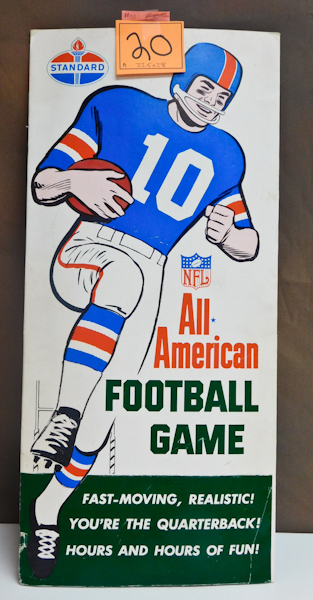 lot 20 image: Vintage 1663 Standard Oil, NFL All American Football Game Board.