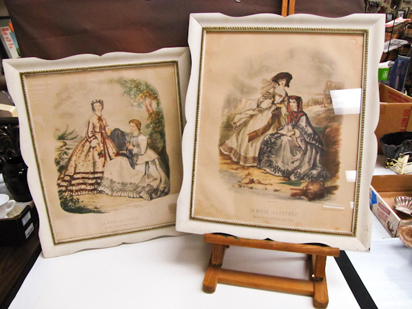 lot 54 image: Vintage framed French Illustrations