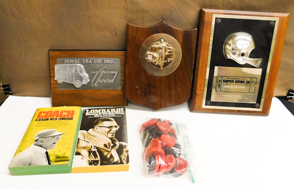 lot 38 image: Vintage sports books, awardsplaques & checkers