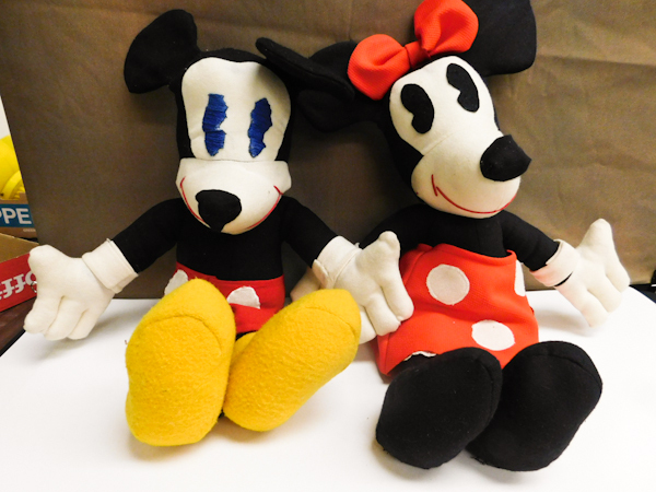 lot 41 image: vintage Mickey & Minnie Mouse plush dolls