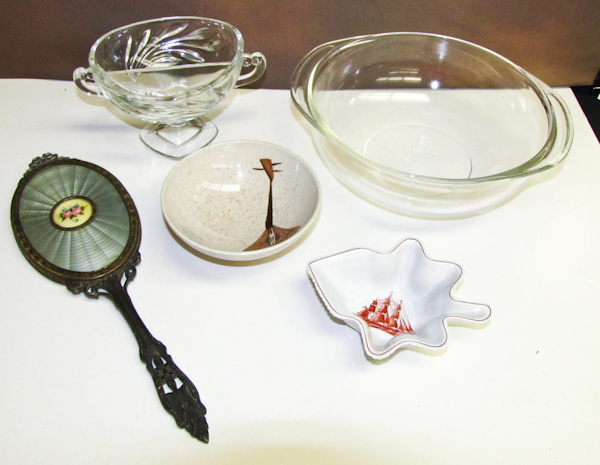 lot 72 image: Vintage hand mirror, Wedgwood dish & more