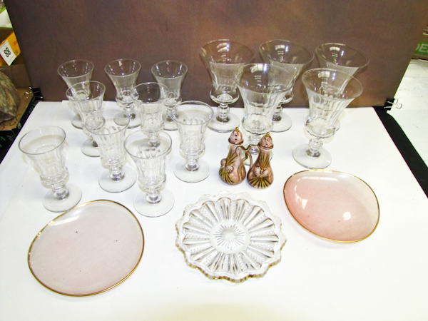 lot 73 image: Vintage wine glasses & plates