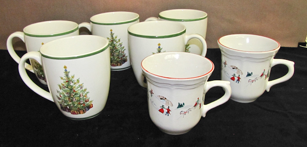 lot 84 image: 7  Traditions Holiday Celebrations china coffee cups
