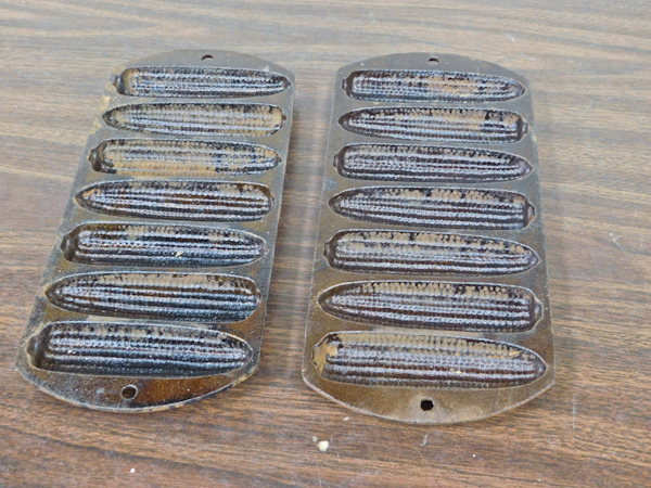 lot 105 image: 2 classic cast iron corn cake pans