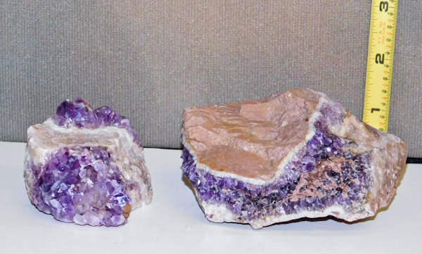 lot 124 image: Canadian Amethyst cluster with red hematite-rich red phantoms these are only found in Canada