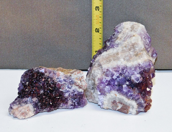 lot 131 image: 1.5 lbs Canadian Amethyst cluster with red hematite-rich red phantoms