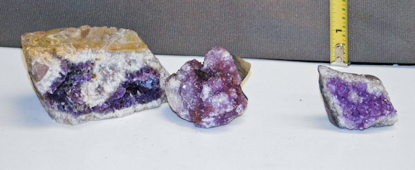 lot 133 image: 1.5 lbs Canadian Amethyst cluster with red hematite-rich red phantoms