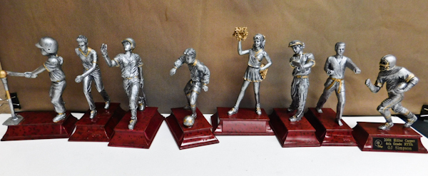 lot 150 image: 8 pewter trophy figurines on bases