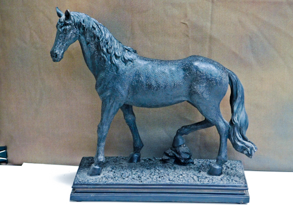 lot 177 image: Cast metal horse on base decorative