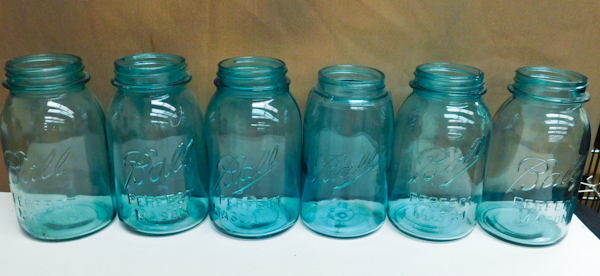 lot 182 image: 6 ball blue jars