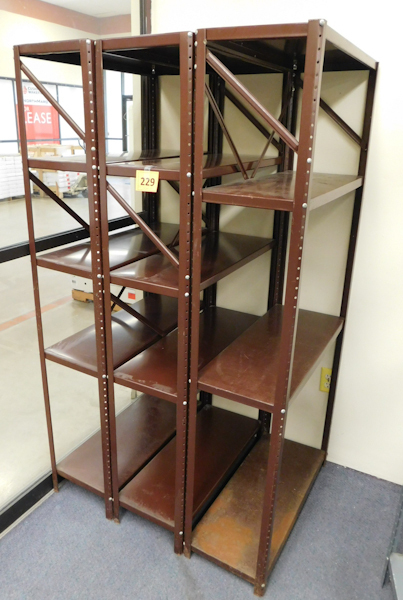 lot 229 image: 3 Metal Storage Shelves