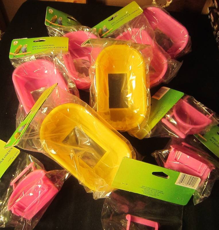 NEW LOT  - 5 Mirrors & 4 Feeders for Bird Cage