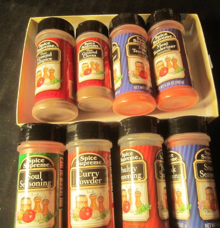 NEW LOT - Spices - Ground All Spice, Soul Food, Steak, Curry, 2 Meat Tenderizer, Ground Cloves