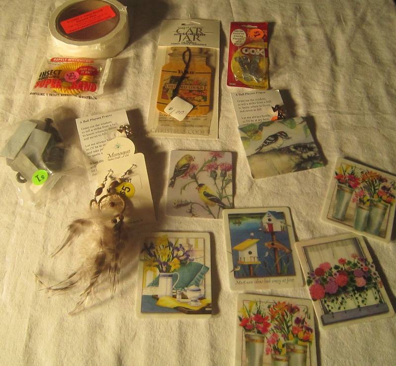 NEW LOT - 7 Magnets, Car Air Freshener, Lot of Round Clear Circles, Insect Repelling Band, 2 Angel Pins, Earrings, MISC