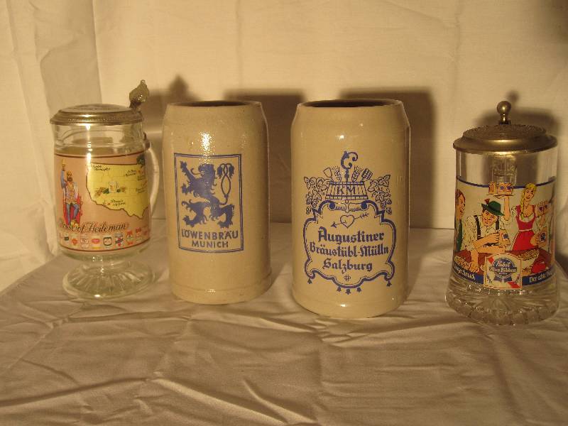 lot 12 image: Lot of 4 vintage beer steinsmugs