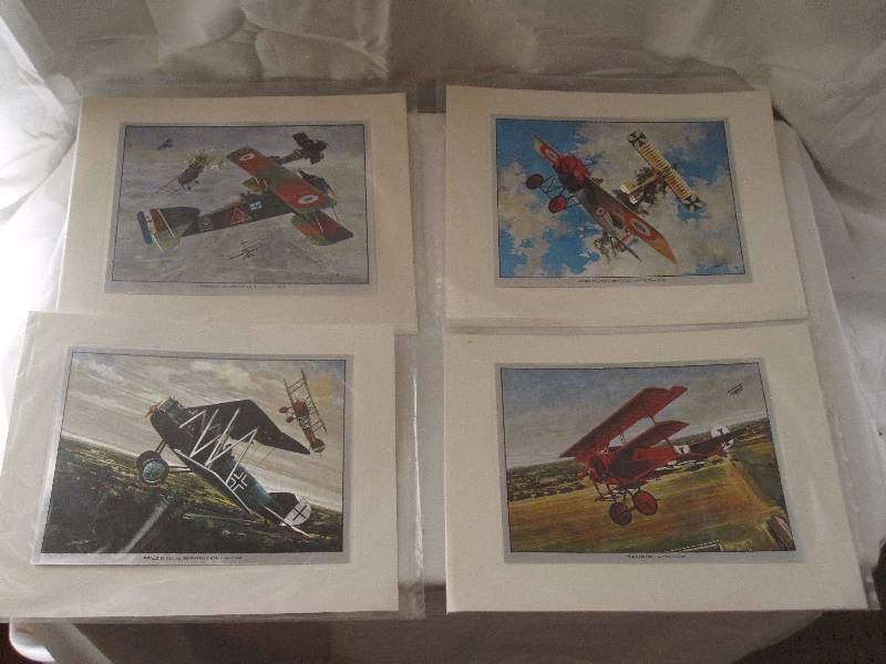 lot 64 image: Lot of 4 vintage WWI dog fight aviation prints