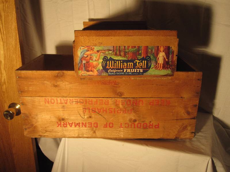 lot 67 image: 2 vintage wood advertising crates