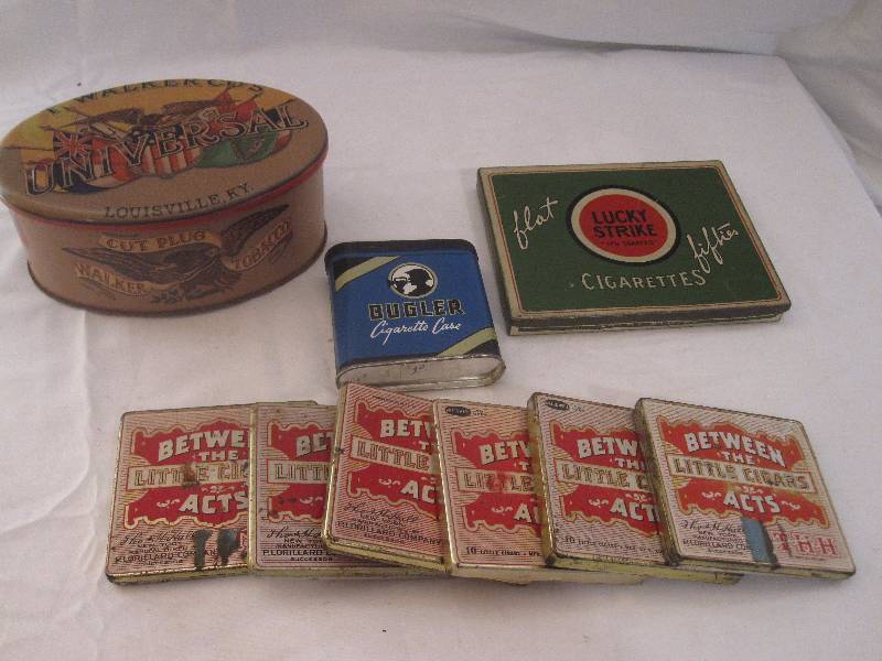 lot 117 image: large lot of vintage tobacco tins