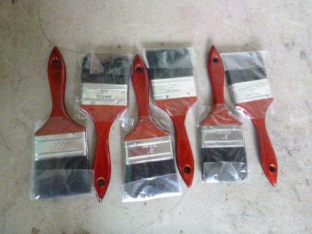 6 Black Bristle Paint Brushes