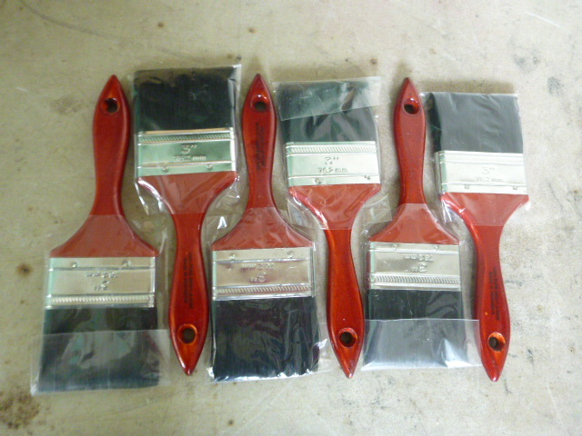6 Black Bristle Paint Brushes