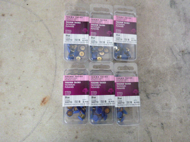 6 Packs of Blue Thumb Tacks
