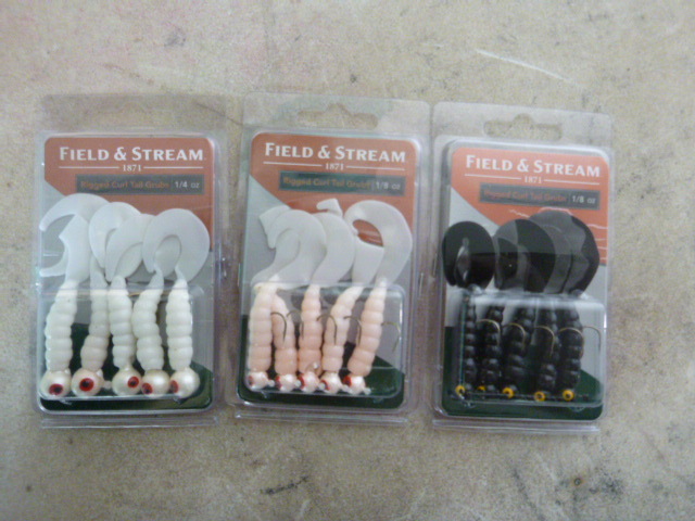 3 Packs of Field & Stream Rigged Curl Tail Grubs