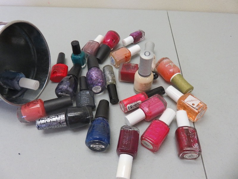 bin full of fingernail polish