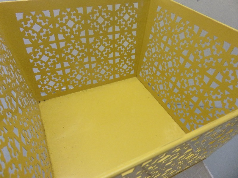 tin basket and canvas basket