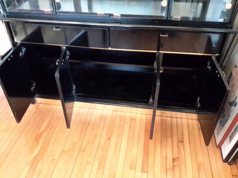 Black Lacquer China Hutch.. 2 parts