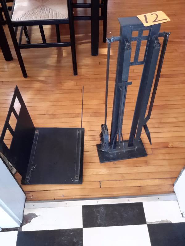 Heavy Iron Fireplace tools and Wood Rack
