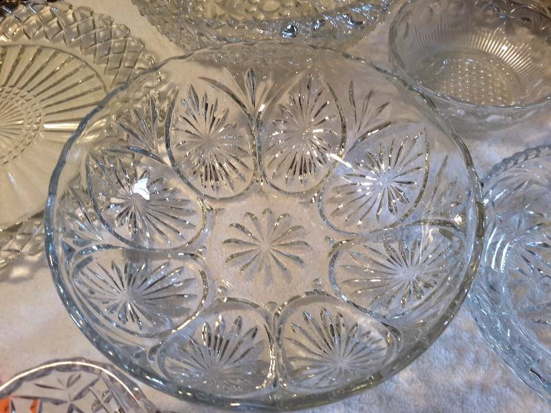 Cut Glass Plates and Bowls as pictured