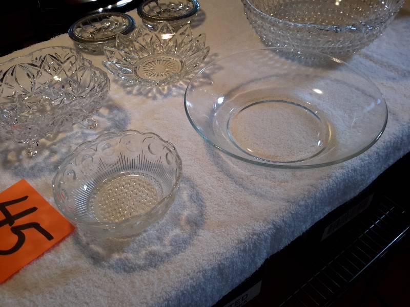 Cut Glass Plates and Bowls as pictured