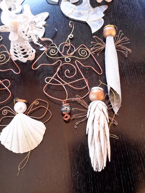 Fancy Metal and White cloth design, Angel Christmas Ornaments