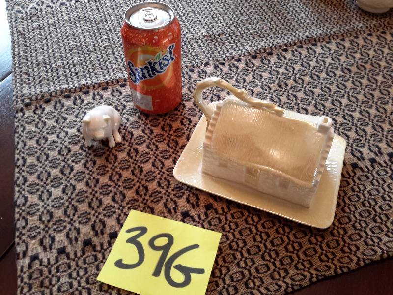 Beleek Butter dish and Small Decorative pig