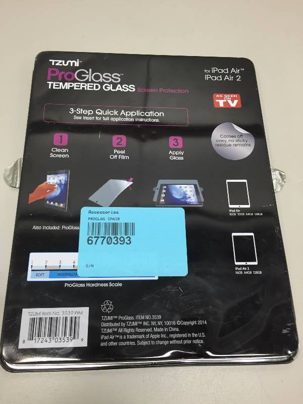 lot 34 image: TZUMI PROGLASS TEMPERED GLASS FOR IPAD AIR AND IPAD AIR 2
