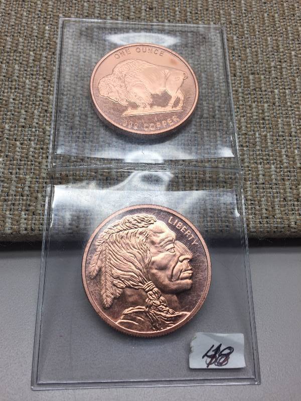 TWO NATIVE AMERICAN .999 COPPER ROUNDS